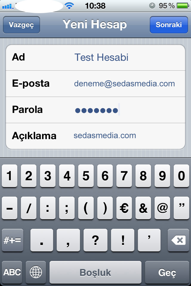 ios mail ayarları / Kayseri Web Tasarım