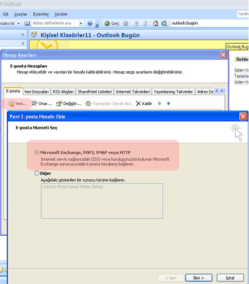 outlook 2007 mail ayarları / Kayseri Web Tasarım