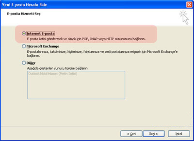 outlook 2007 mail ayarları / Kayseri Web Tasarım