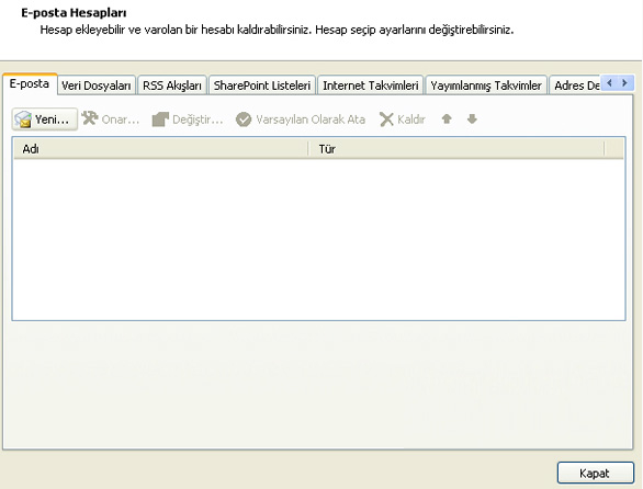 outlook 2010 mail ayarları / Kayseri Web Tasarım