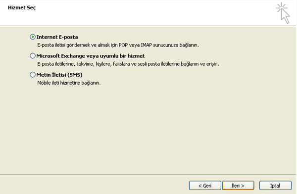 outlook 2010 mail ayarları / Kayseri Web Tasarım