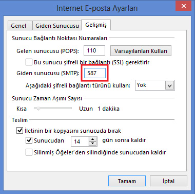 outlook 2013 mail ayarları / Kayseri Web Tasarım