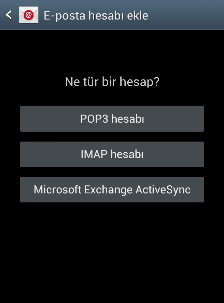 Android mail ayarları / Kayseri Web Tasarım