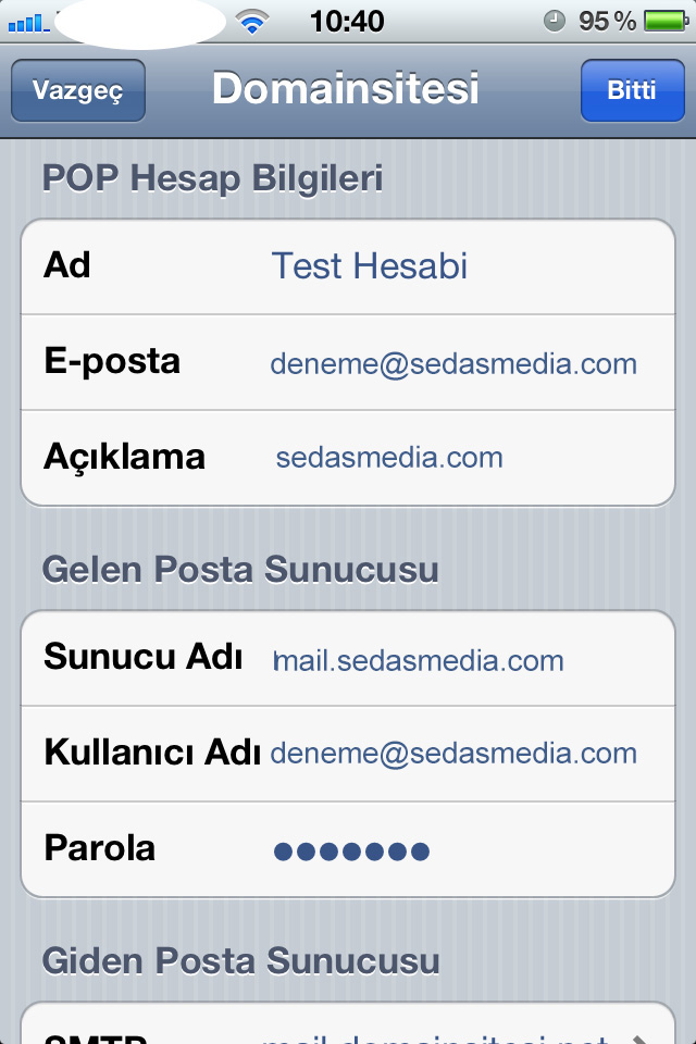 ios mail ayarları / Kayseri Web Tasarım