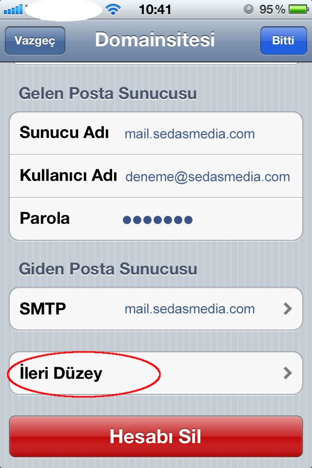 ios mail ayarları / Kayseri Web Tasarım